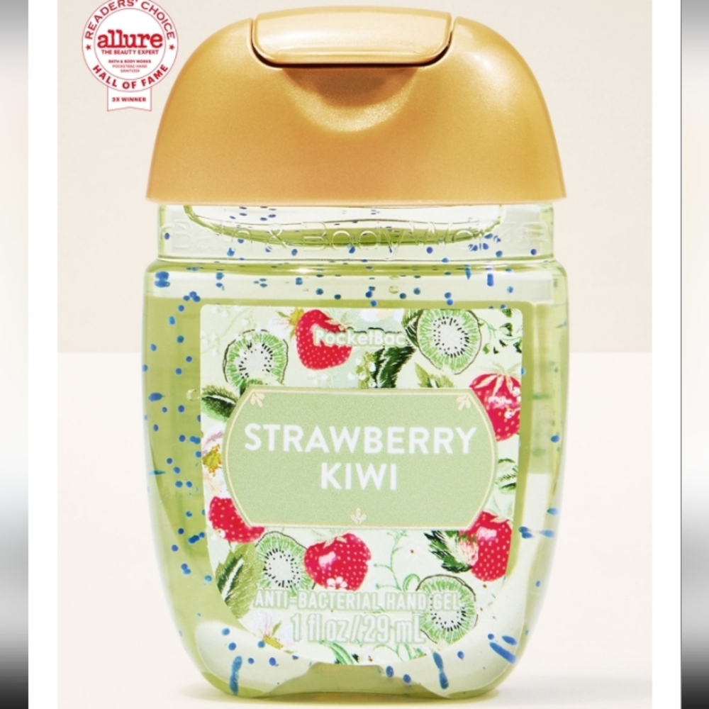Bath & Body Works Strawberry Kiwi Hand Gel - Gold and Green